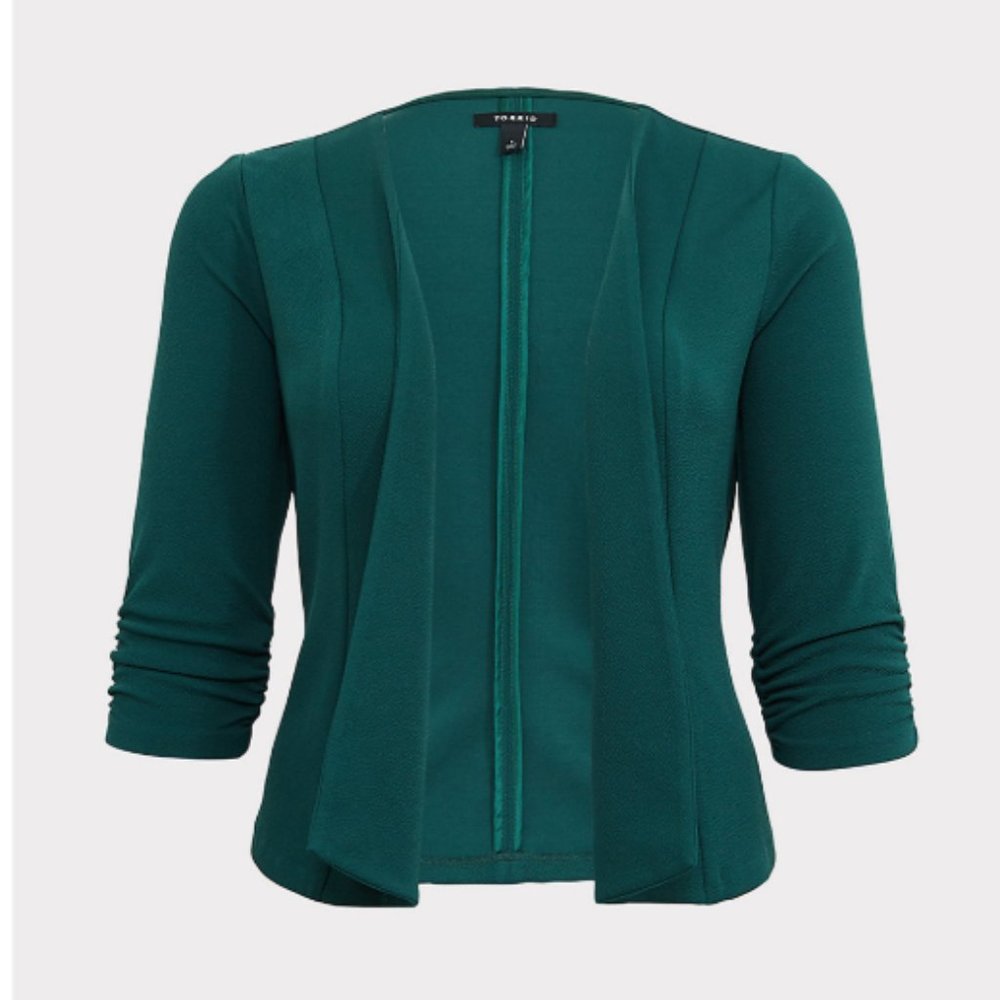 TORRID UNSTRUCTURED GREEN CREPE BLAZER NWOT - Picture 3 of 7